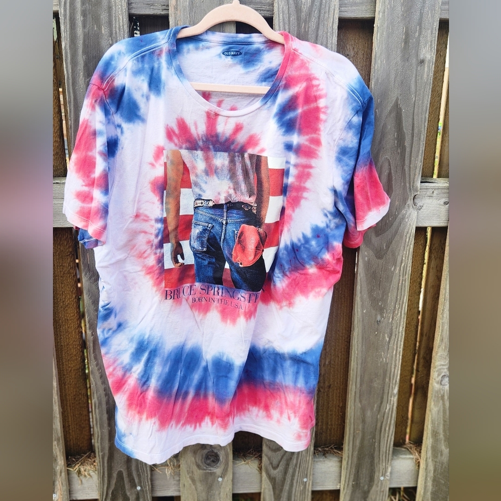 Handmade upcycled tie dyed Bruce Springsteen tee shirt